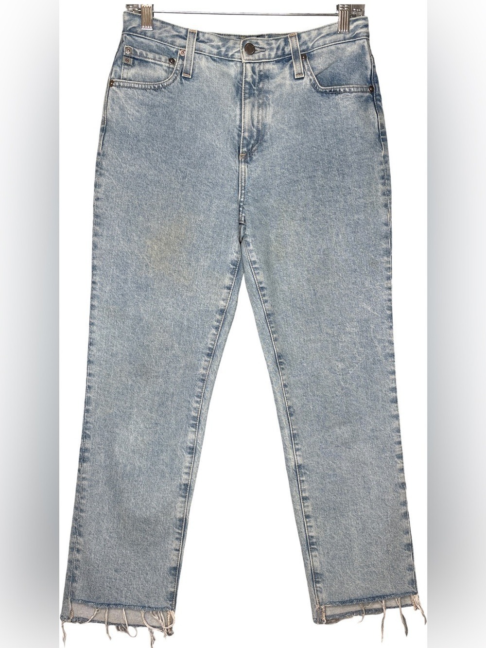 AG High Rise Straight Crop Jeans Light Blue Size 28